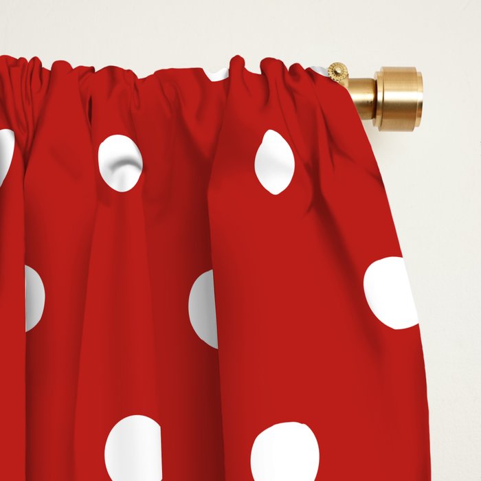 Polka Dot Classic Pattern in Red and White Window Curtain Gallery Image 2
