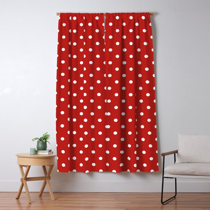 Polka Dot Classic Pattern in Red and White Window Curtain Gallery Image 5