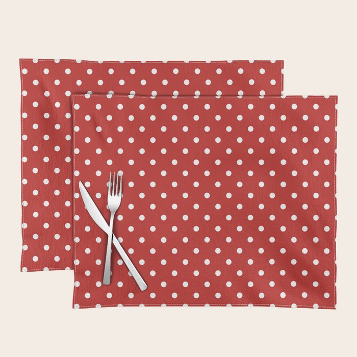 Polka Dot Classic Pattern in Red and White Placemat Gallery Image 1