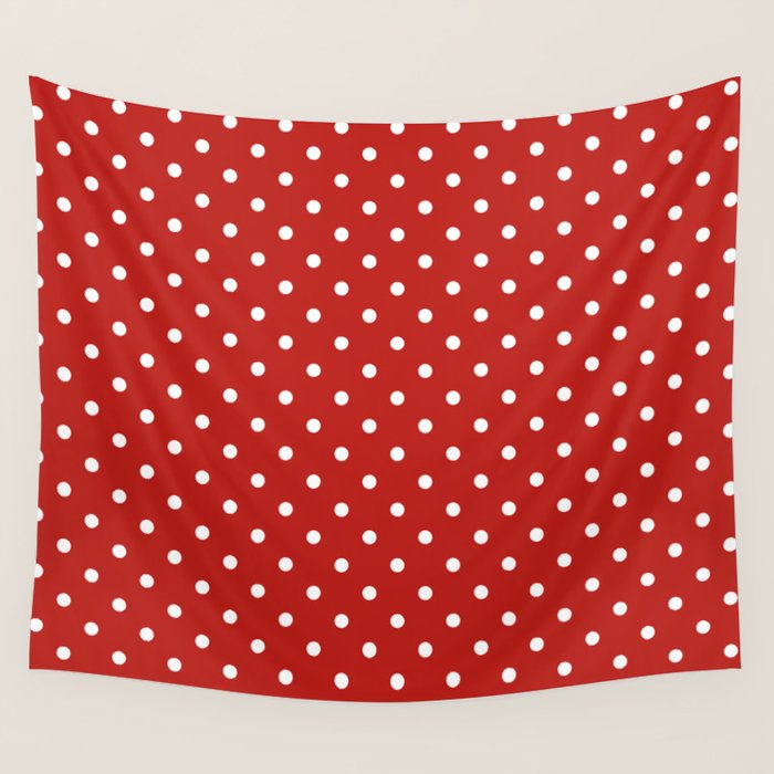 Polka Dot Classic Pattern in Red and White Wall Tapestry Gallery Image 4