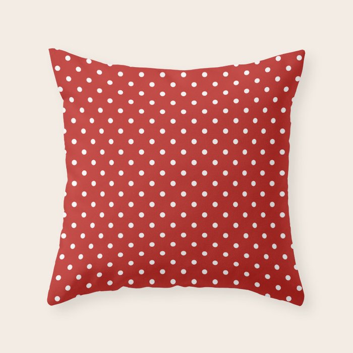 Polka Dot Classic Pattern in Red and White Throw Pillow Gallery Image 6