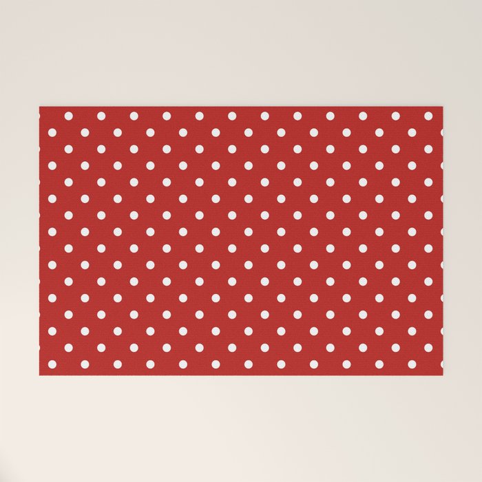 Polka Dot Classic Pattern in Red and White Welcome Mat Gallery Image 1