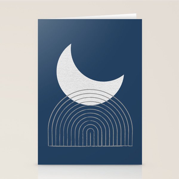 Moon Mountain Blue - Mid Century Modern Stationery Card Gallery Image 1