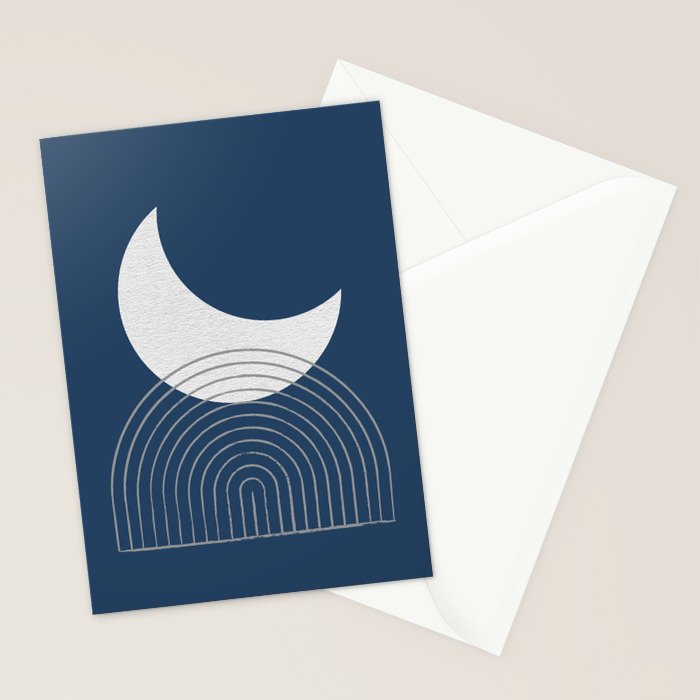 Moon Mountain Blue - Mid Century Modern Stationery Card Gallery Image 2