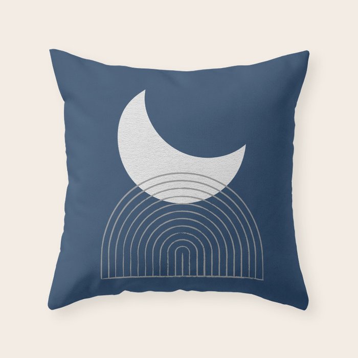 Moon Mountain Blue - Mid Century Modern Throw Pillow Gallery Image 6