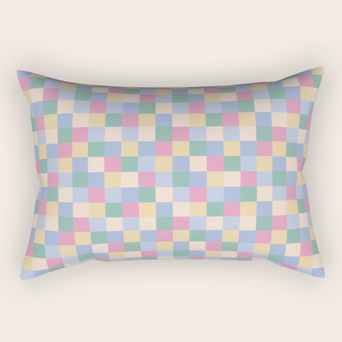 Bold Pastel Checks Pattern - Small XXXII Rectangular Pillow Gallery Image 2