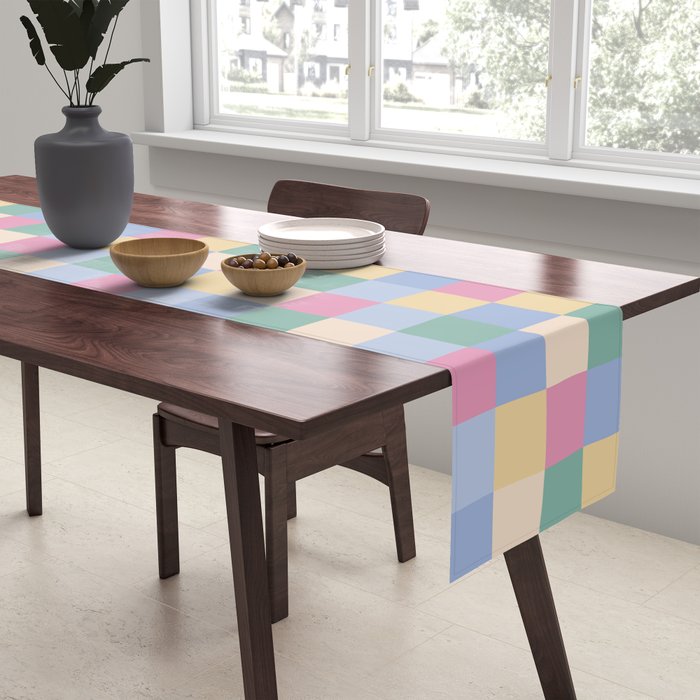 Bold Pastel Checks Pattern - Small XXXII Table Runner Gallery Image 2