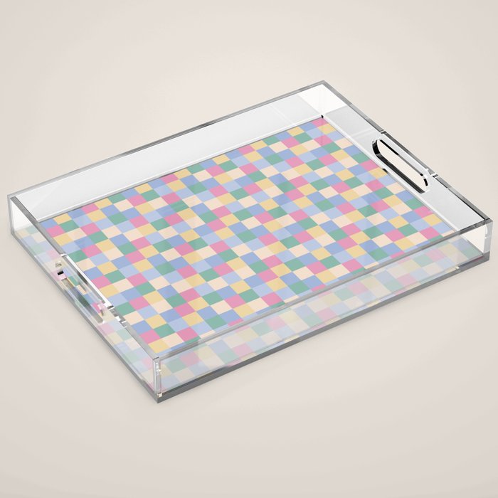 Bold Pastel Checks Pattern - Small XXXII Acrylic Tray Gallery Image 1