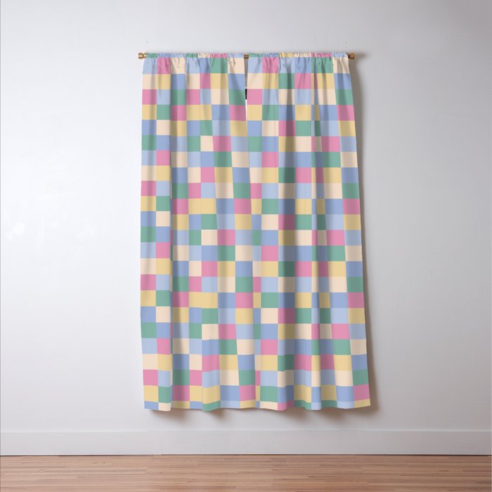 Bold Pastel Checks Pattern - Small XXXII Window Curtain Gallery Image 3