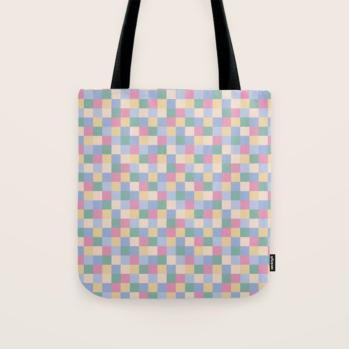 Bold Pastel Checks Pattern - Small XXXII Tote Bag Gallery Image 1