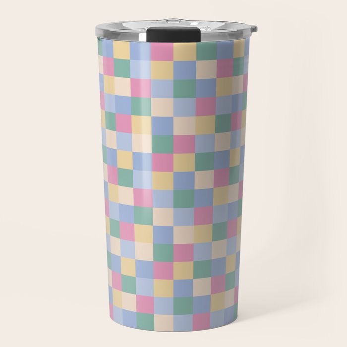 Bold Pastel Checks Pattern - Small XXXII Travel Mug Gallery Image 1