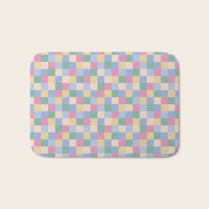 Bold Pastel Checks Pattern - Small XXXII Bath Mat Gallery Image 1