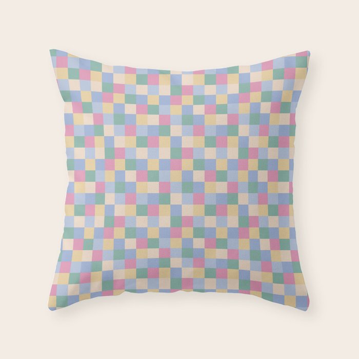 Bold Pastel Checks Pattern - Small XXXII Throw Pillow Gallery Image 1