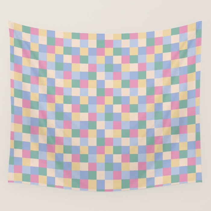 Bold Pastel Checks Pattern - Small XXXII Wall Tapestry Gallery Image 1