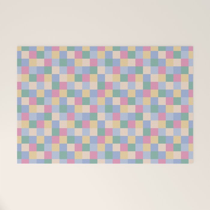 Bold Pastel Checks Pattern - Small XXXII Welcome Mat Gallery Image 1