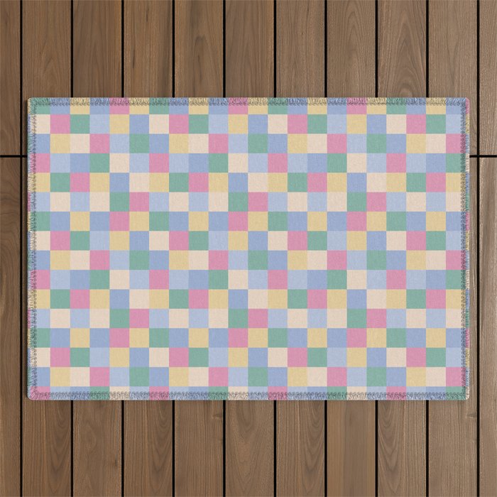 Bold Pastel Checks Pattern - Small XXXII Outdoor Rug Gallery Image 1