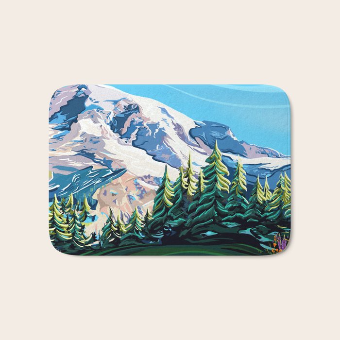 Wildflowers On Mount Rainier Bath Mat Gallery Image 1