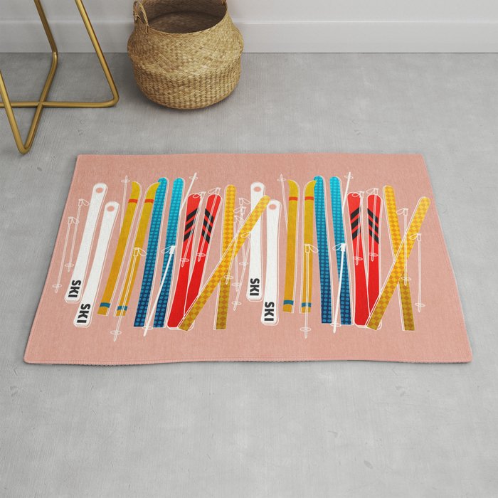 Colorful Ski Illustration and Pattern no 2 Rug Gallery Image 1