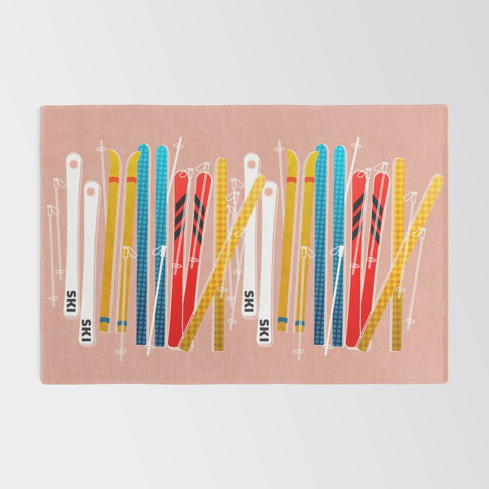 Colorful Ski Illustration and Pattern no 2 Rug Gallery Image 2