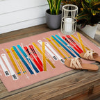 Colorful Ski Illustration and Pattern no 2 Outdoor Rug Gallery Image 2