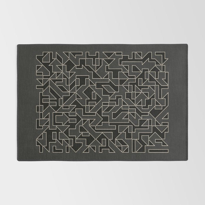 Black and White Geometric Abstract Artwork Rug Gallery Image 2