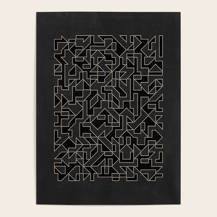 Black and White Geometric Abstract Artwork Poster Gallery Image 4