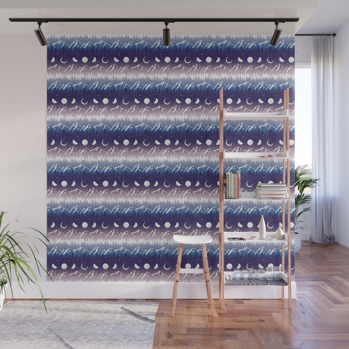 Mountains & Moons Stripe Wall Mural Gallery Image 1