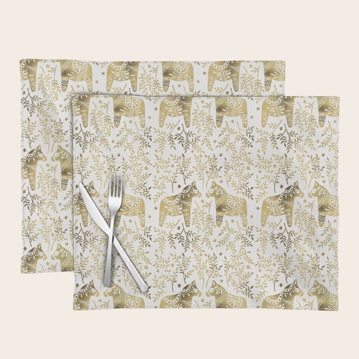 Swedish Dala Horses - Gold Palette Placemat Gallery Image 1