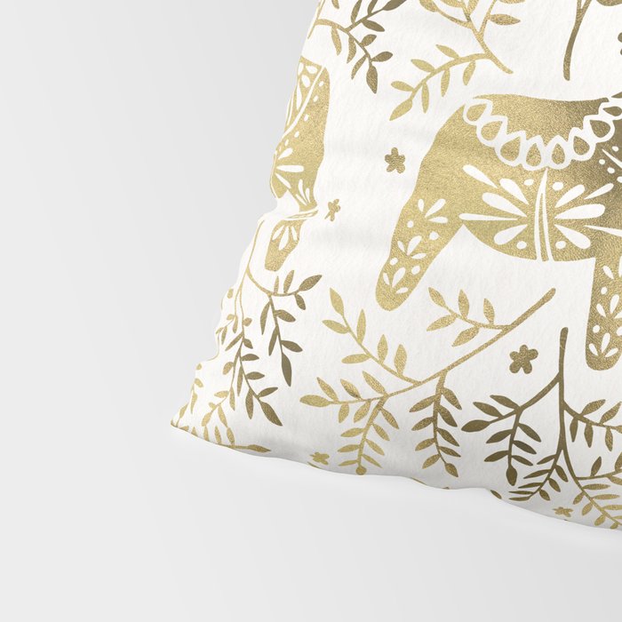 Swedish Dala Horses - Gold Palette Pillow Sham Gallery Image 4