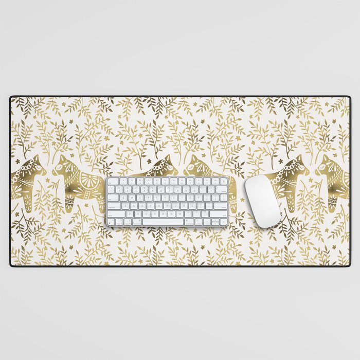 Swedish Dala Horses - Gold Palette Desk Mat Gallery Image 1