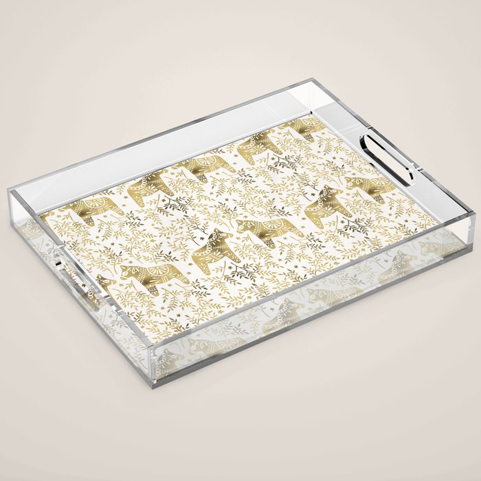 Swedish Dala Horses - Gold Palette Acrylic Tray Gallery Image 1