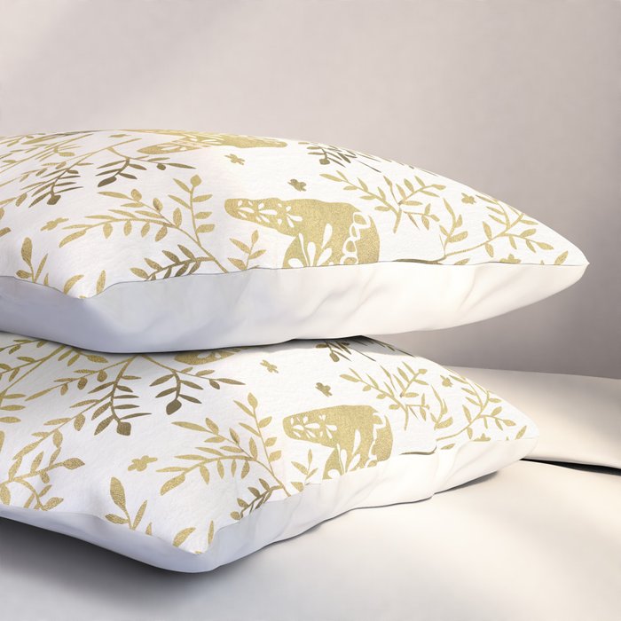 Swedish Dala Horses - Gold Palette Pillow Sham Gallery Image 3