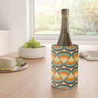 Wavy Turquoise Orange and Brown Retro Lines Wine Chiller Gallery Image 4
