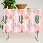 Retro hand drawn cactus plant pattern Credenza Gallery Image 1