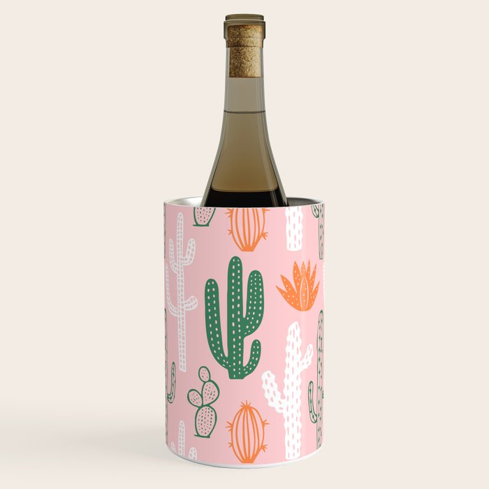 Retro hand drawn cactus plant pattern Wine Chiller Gallery Image 1