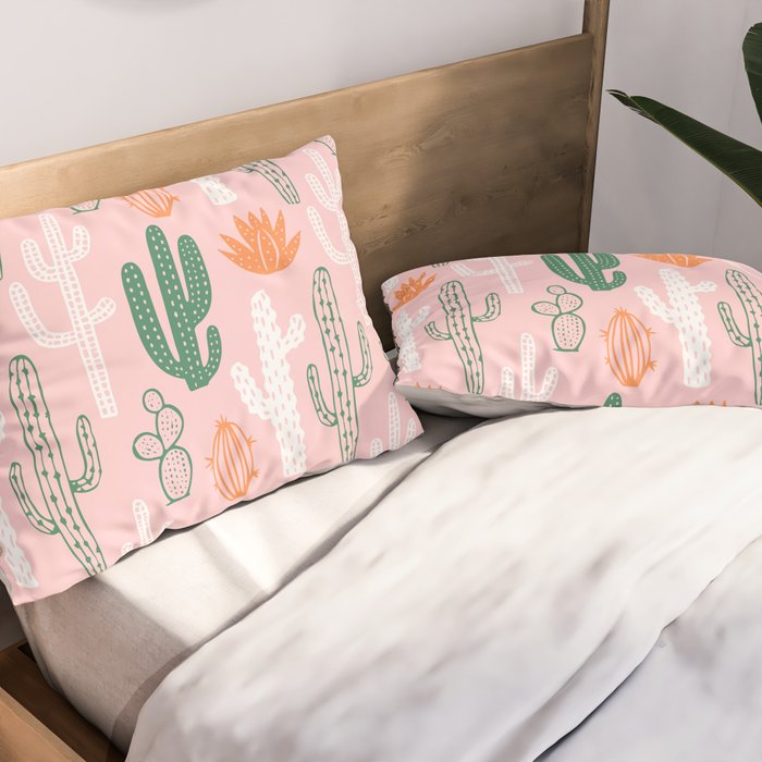 Retro hand drawn cactus plant pattern Pillow Sham Gallery Image 2