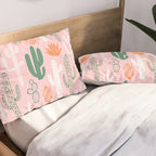 Retro hand drawn cactus plant pattern Pillow Sham Gallery Image 2