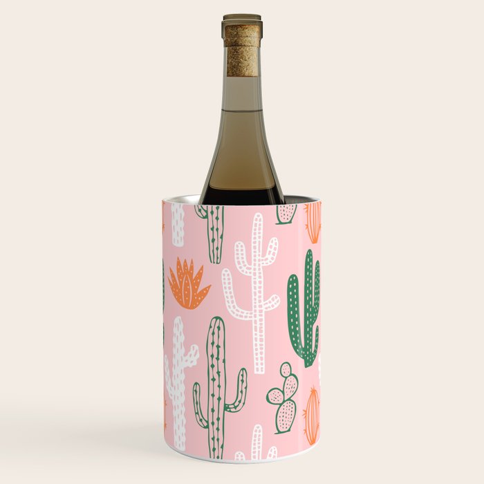 Retro hand drawn cactus plant pattern Wine Chiller Gallery Image 3