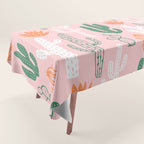 Retro hand drawn cactus plant pattern Tablecloth Gallery Image 1
