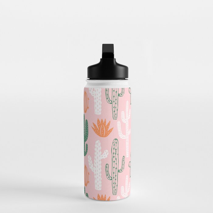 Retro hand drawn cactus plant pattern Water Bottle Gallery Image 3