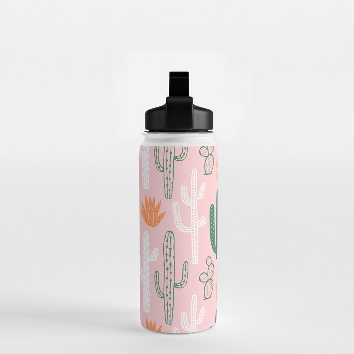 Retro hand drawn cactus plant pattern Water Bottle Gallery Image 2