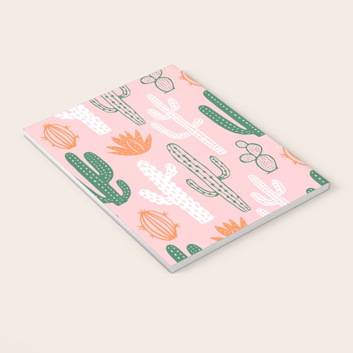 Retro hand drawn cactus plant pattern Notebook Gallery Image 3
