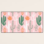 Retro hand drawn cactus plant pattern Desk Mat Gallery Image 3