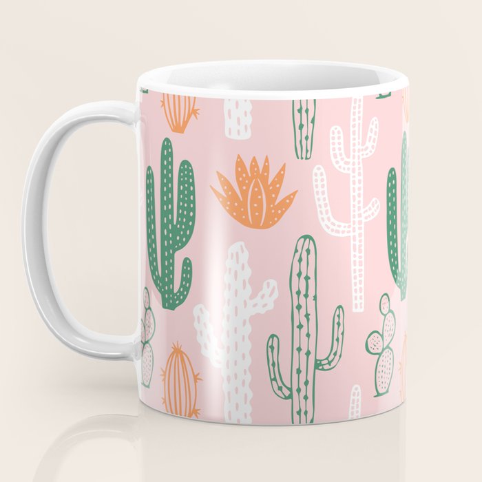 Retro hand drawn cactus plant pattern Coffee Mug Gallery Image 3