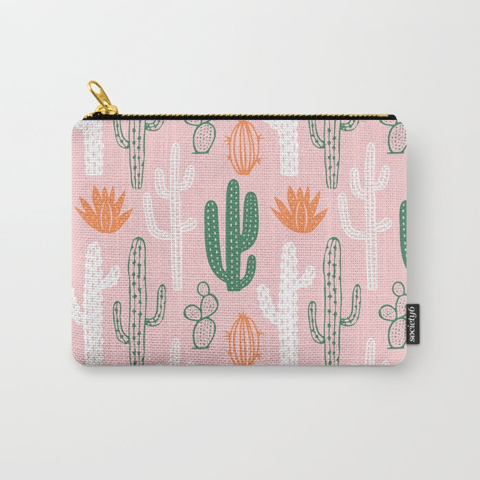 Retro hand drawn cactus plant pattern Carry All Pouch Gallery Image 1