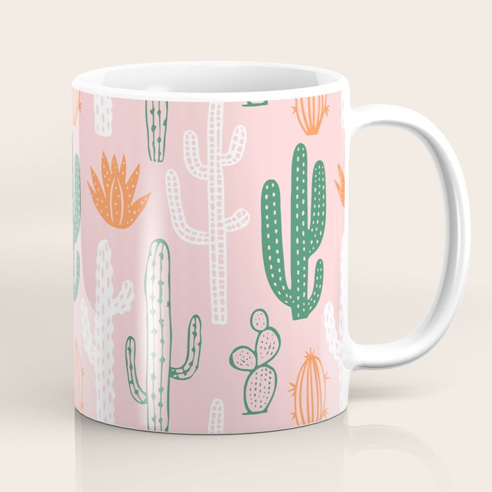 Retro hand drawn cactus plant pattern Coffee Mug Gallery Image 1