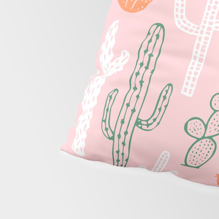 Retro hand drawn cactus plant pattern Pillow Sham Gallery Image 4