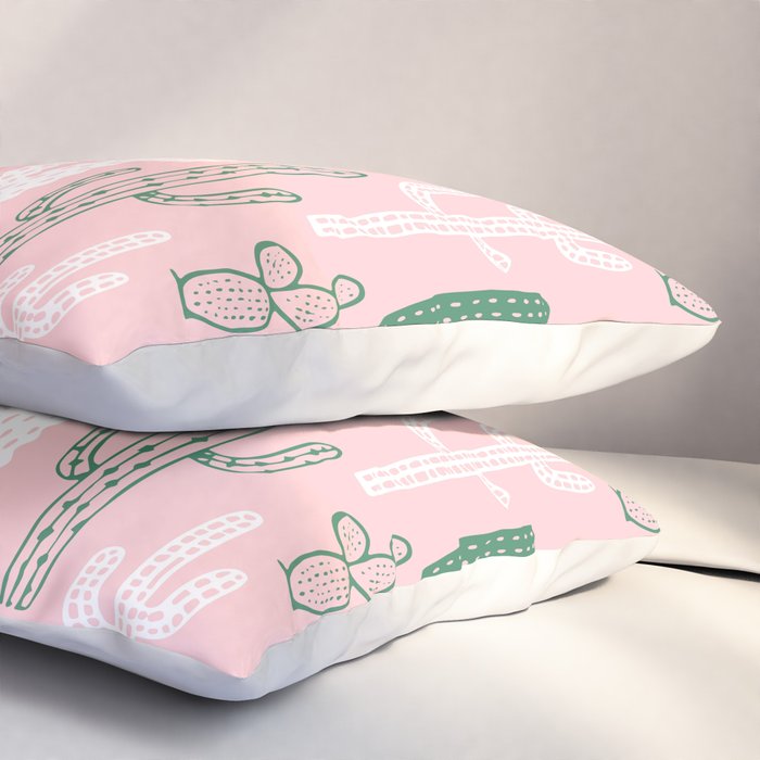 Retro hand drawn cactus plant pattern Pillow Sham Gallery Image 3
