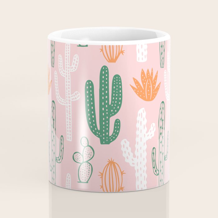 Retro hand drawn cactus plant pattern Coffee Mug Gallery Image 4