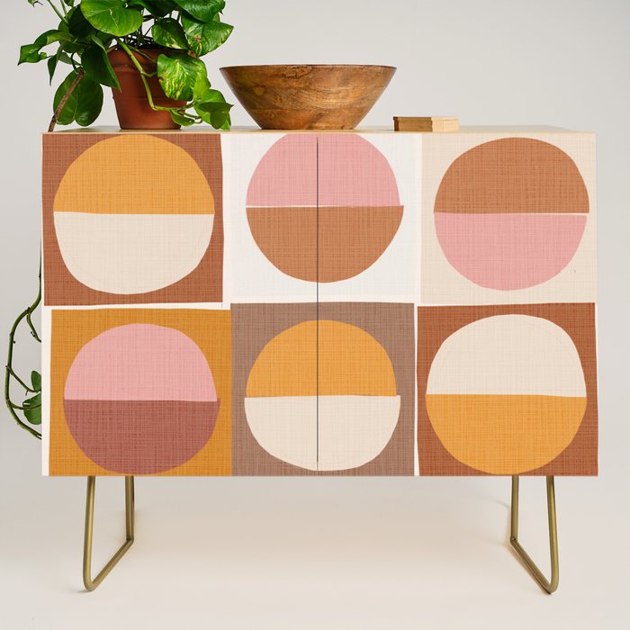 Minimal abstract sun and moon collage Credenza Gallery Image 1
